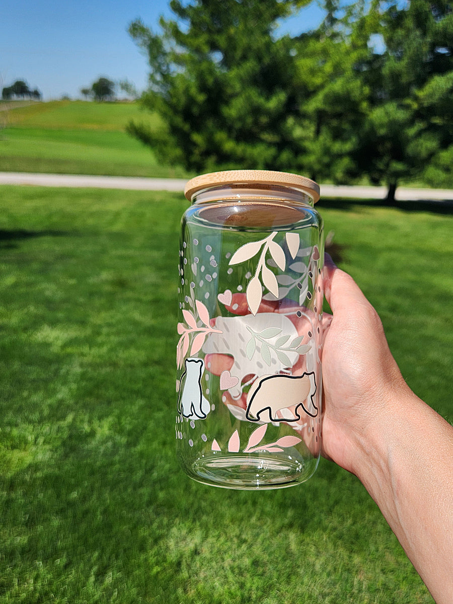 Mama + Baby Bears Glass Can