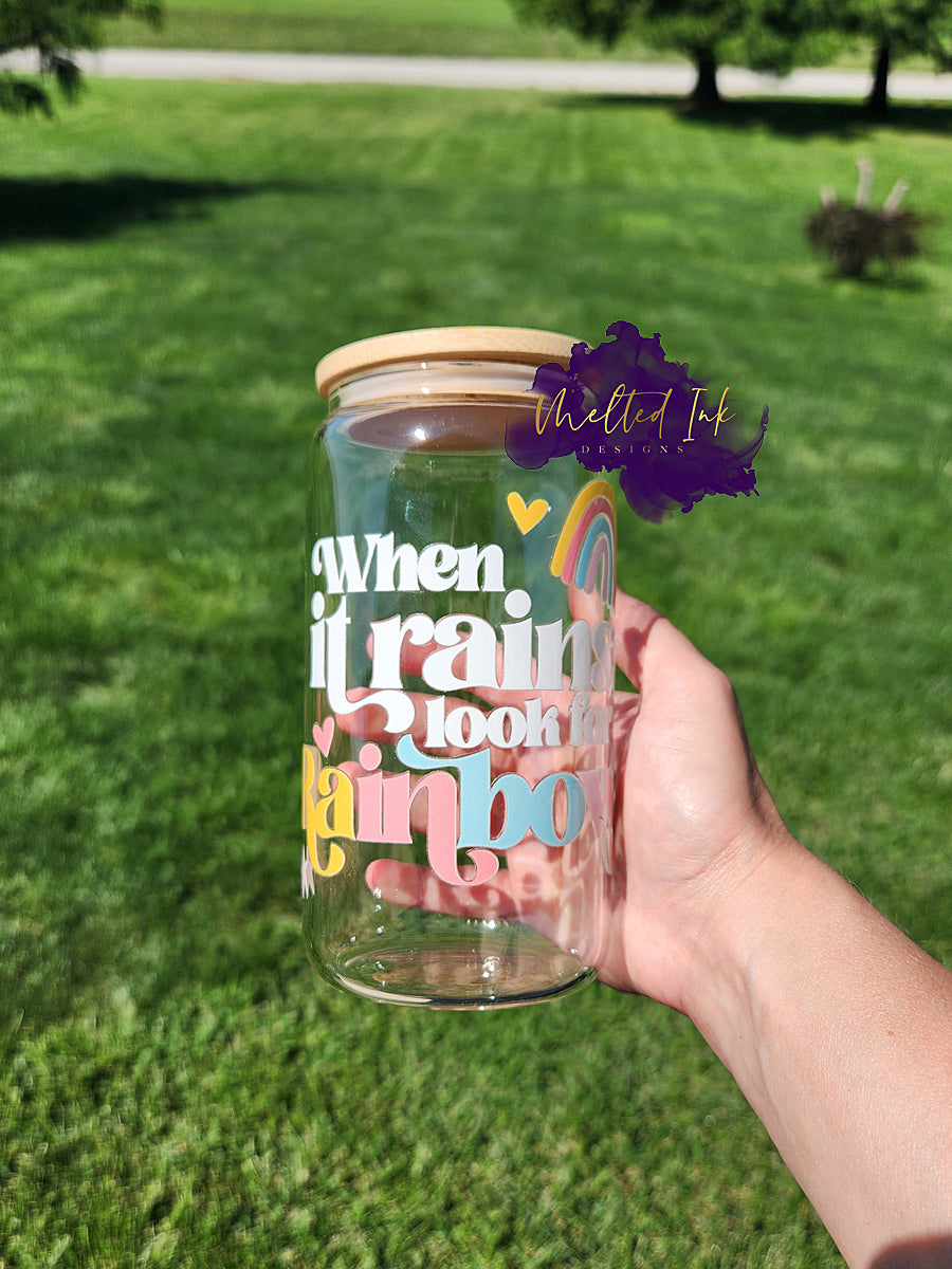 When It Rains Look For Rainbows Glass Can