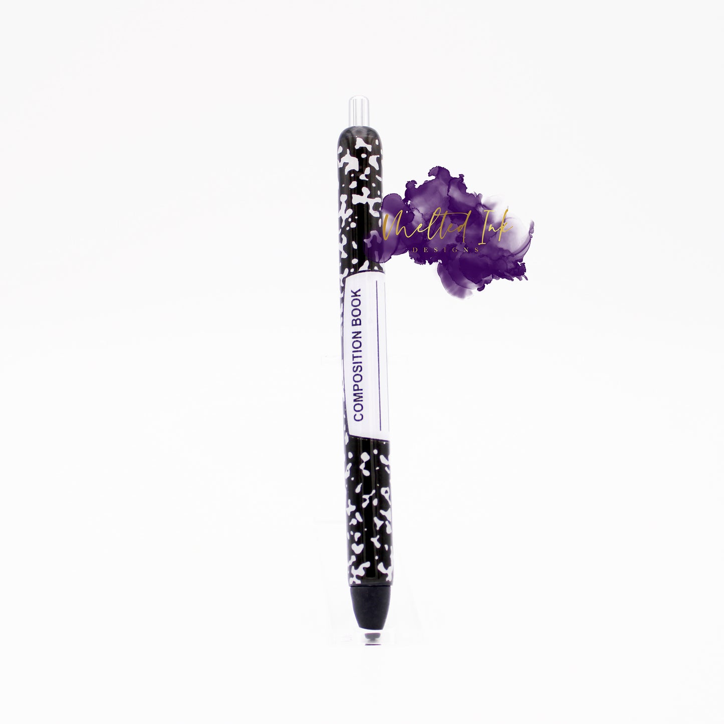 Photo is of an epoxy ink pen with composition notebook wrap. Ink is black.