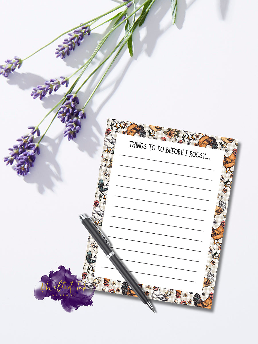 Things to Do Before I Roost – Cute Chicken Notepad