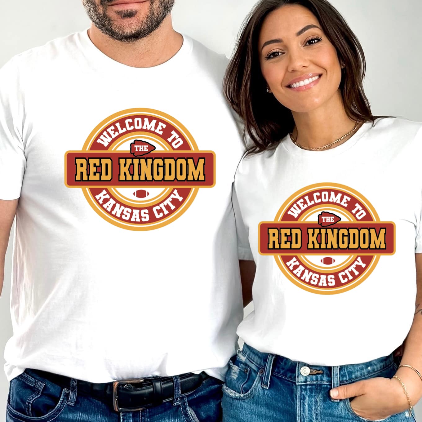 Photo is a mock up of the design. Design is colored and pressed on white shirt. Welcome to the Red Kingdom Kansas City. 