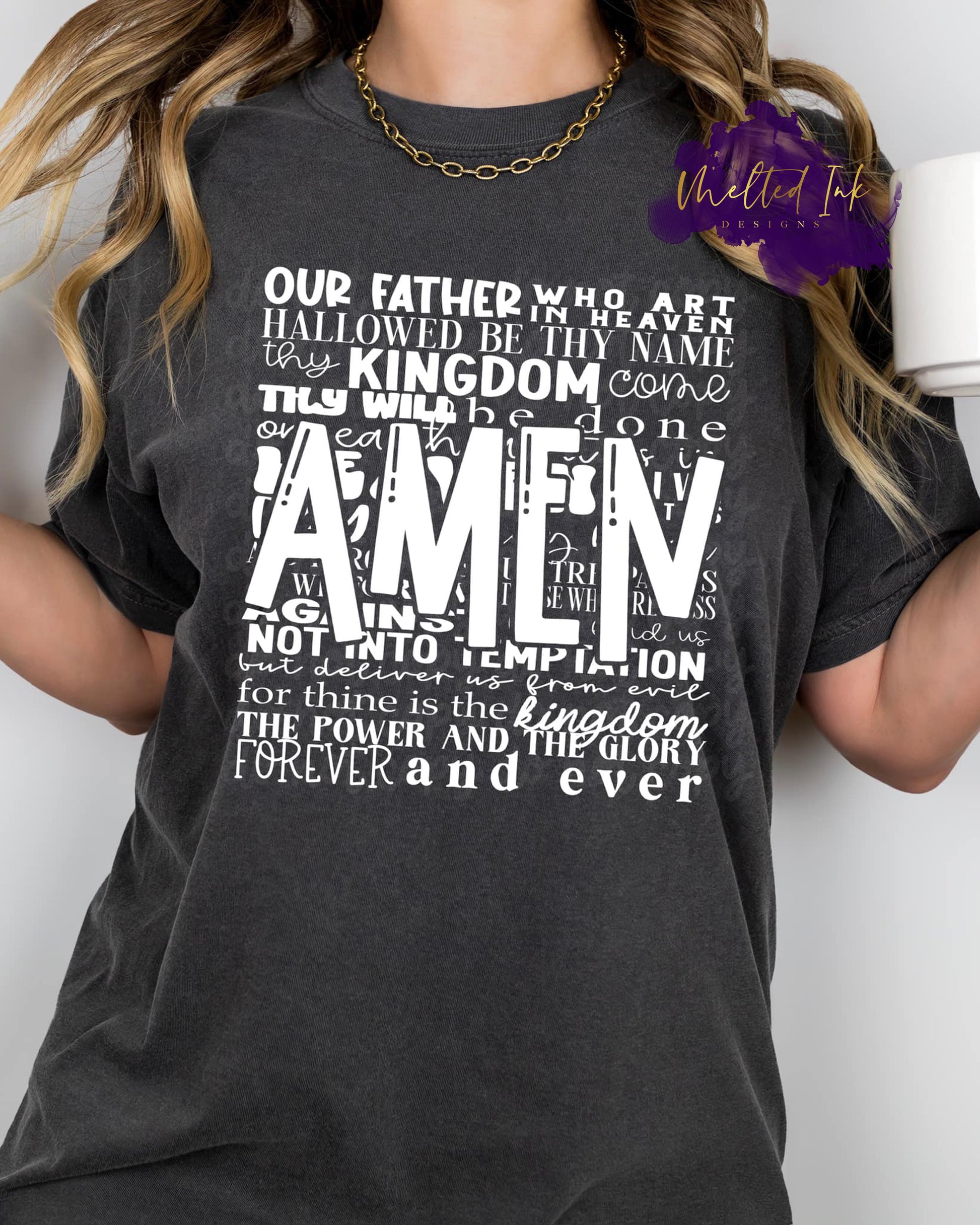 Christian shirt design featuring Amen faith quote