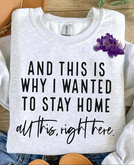 Funny introvert shirt featuring stay home quote design that says This Is Why I wanted to Stay Home All This Right Here