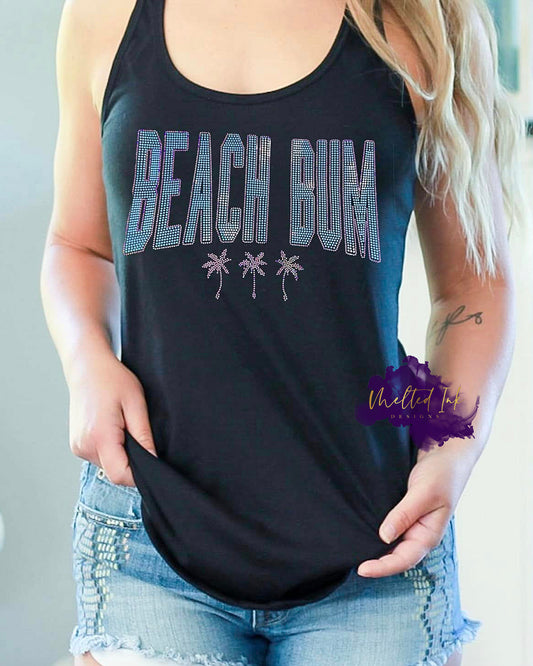 Beach Bum graphic design with bold block letters and palm tree design