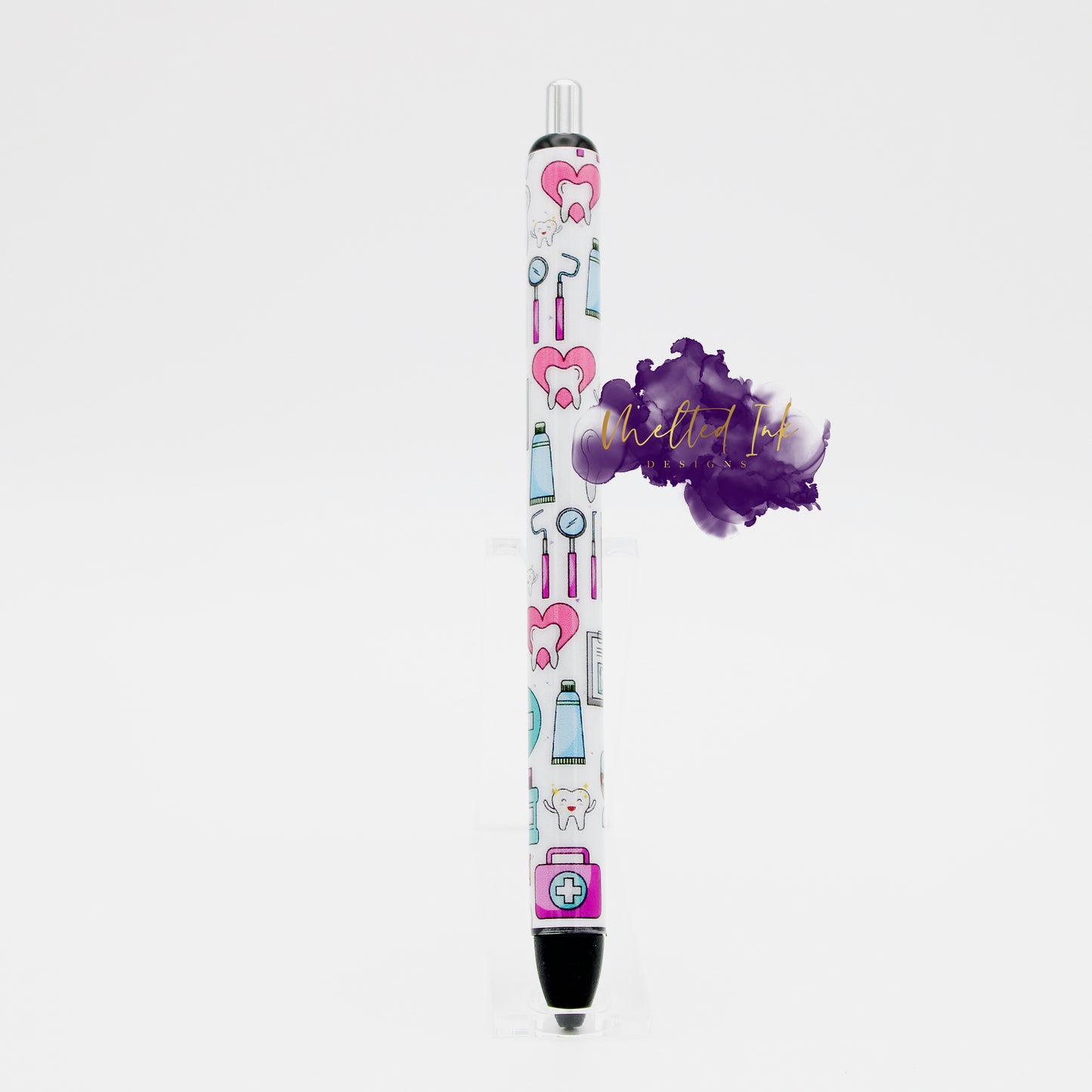 Photo consists of an epoxy ink pen that has all things dental hygienst. Comes with black ink.