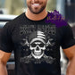 T-Shirt design pictured is a mock up on a black t-shirt. Design says Dirty hands clean money. The picture is black and white and has picture of a skull that has an american flag hat on. Behind the skull there is two wrenches in an X position. 