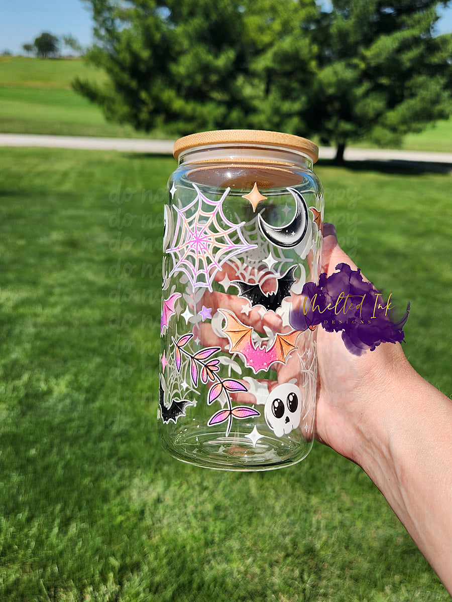 Colorful Spooky Glass Can