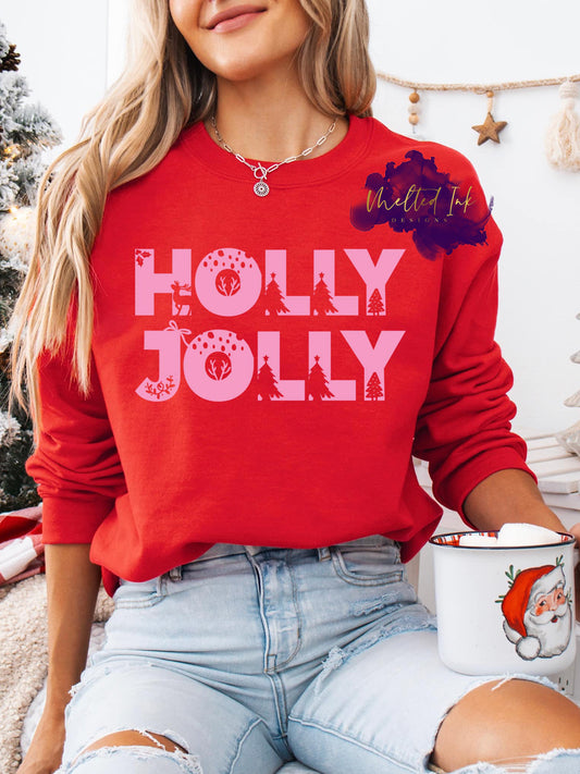 Holly Jolly with Pink Ink