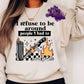 Shirt design is a mock up and is on a sand colored sweatshirt. Design is colored and says I refuse to be around people I had to heal from. Design consists of a picture of a lighter, a knife and a flame. 