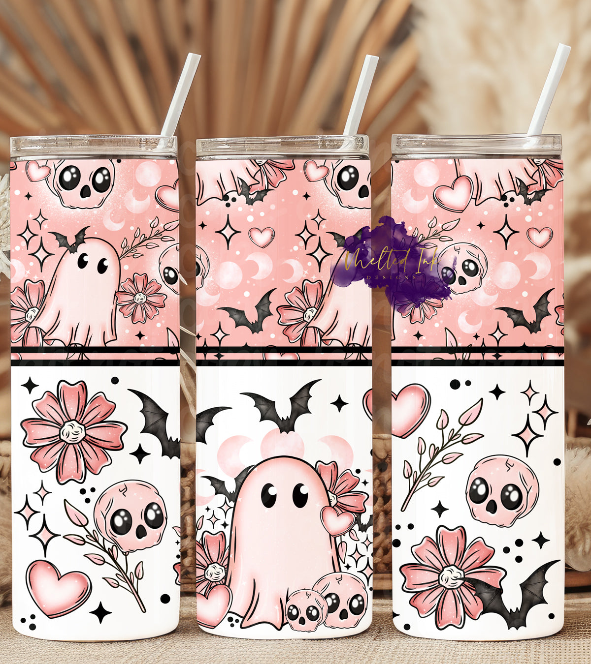 Pink Floral & Ghostie Tumbler