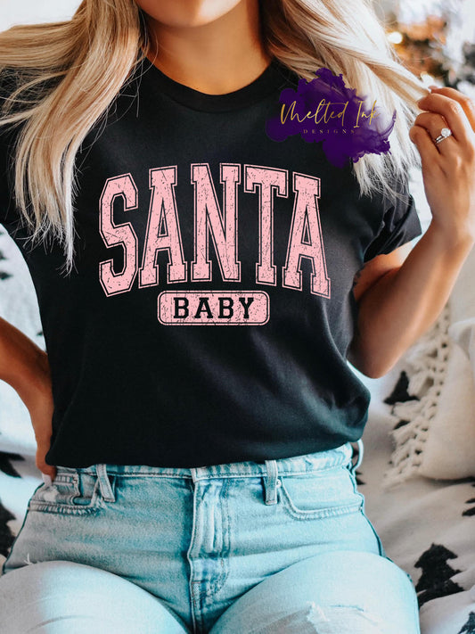 Santa Baby Distressed Pink Ink