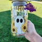 Sunflower Ghost Glass Can