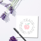 Notepad design featuring an apple with a heart and the words "Teach • Love • Inspire" in a circular layout around it.