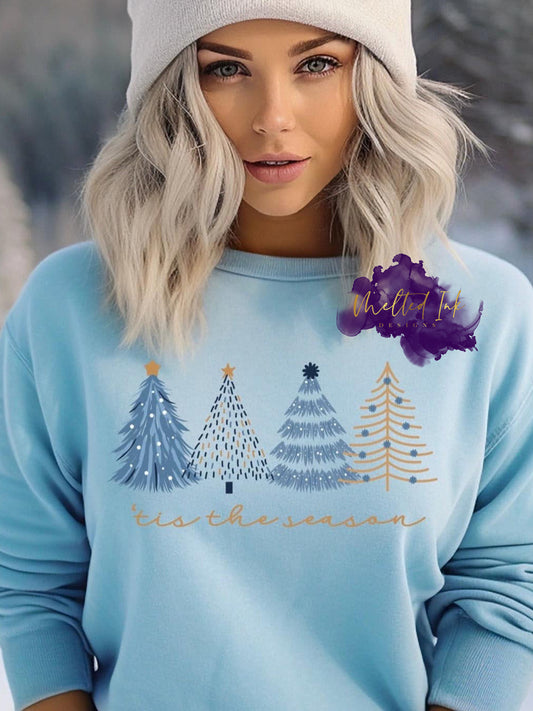 Tis the Season Design with Blue Christmas Trees